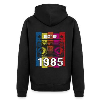 Best Of 1985 Stereo Radio Kassettenspieler - Unisex Premium Bio Zip Hoodie - Schwarz - Hinten - Nico (187cm)