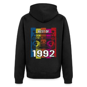 Best Of 1992 Stereo Radio Kassettenspieler - Unisex Premium Bio Zip Hoodie - Schwarz - Hinten - Nico (187cm)