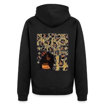 Cette reine de mélanine est maintenant noire de 14 ans - Veste à capuche bio Premium Unisexe - noir - Dos - Nico (187cm)