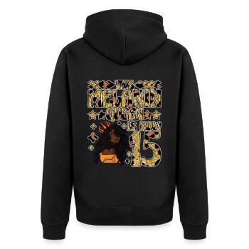 Cette reine de mélanine est maintenant noire de 15 ans - Veste à capuche bio Premium Unisexe - noir - Dos - Nico (187cm)
