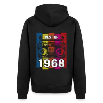Best Of 1968 Stereo Radio Kassettenspieler - Unisex Premium Bio Zip Hoodie - Schwarz - Hinten - Nico (187cm)