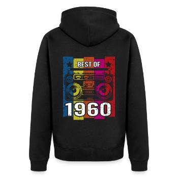 Best Of 1960 Stereo Radio Kassettenspieler - Unisex Premium Bio Zip Hoodie - Schwarz - Hinten - Nico (187cm)