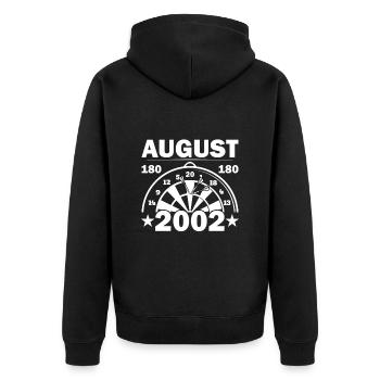 20ème anniversaire Août millésime 2002 Fléchettes - Veste à capuche bio Premium Unisexe - noir - Dos - Nico (187cm)