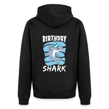 Geburtstags-hai Für Hai-liebhaber Hai-geburtstag - Unisex Premium Bio Zip Hoodie - Schwarz - Hinten - Nico (187cm)