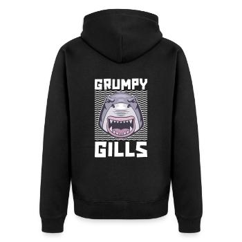 Grumpy Gills For Shark Lovers And Marine Biologists - Unisex Premium Organic Zip Hoodie - black - Back - Nico (187cm)