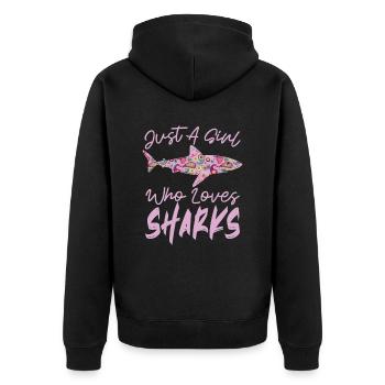 Juste une fille qui aime les requins pour les amoureux des requins - Veste à capuche bio Premium Unisexe - noir - Dos - Nico (187cm)