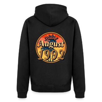A l’âge de 30 août 1992 - Veste à capuche bio Premium Unisexe - noir - Dos - Nico (187cm)