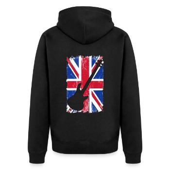 Platinum Jubilee Union Jack Best Bass Player - Unisex Premium Bio Zip Hoodie - Schwarz - Hinten - Nico (187cm)