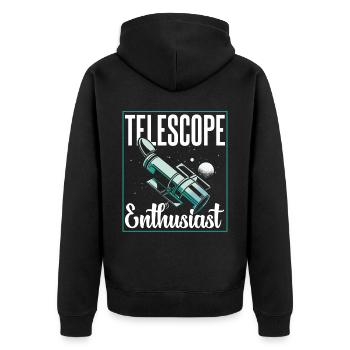 Teleskop Enthusiast Weltraum Universum Sterne - Unisex Premium Bio Zip Hoodie - Schwarz - Hinten - Nico (187cm)