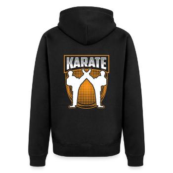 Karate Kämpfer Kampfkunst Kampfsport Sprüche - Unisex Premium Bio Zip Hoodie - Schwarz - Hinten - Nico (187cm)