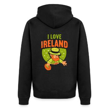 Ich Liebe Irland Ire Irisch St. Patricks Day - Unisex Premium Bio Zip Hoodie - Schwarz - Hinten - Nico (187cm)