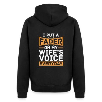 Tontechniker Sound Audio Engineer - Unisex Premium Bio Zip Hoodie - Schwarz - Hinten - Nico (187cm)