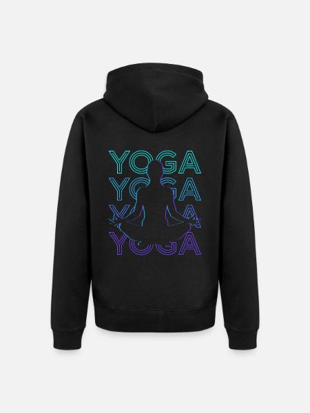 Yoga Meditation Meditate Retro - Unisex Premium Organic Zip Hoodie - black