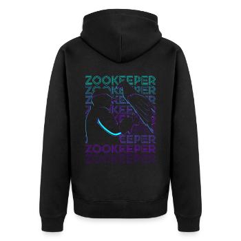 Zookeeper Zookeeper Retro - Unisex Premium Organic Zip Hoodie - black - Back - Nico (187cm)