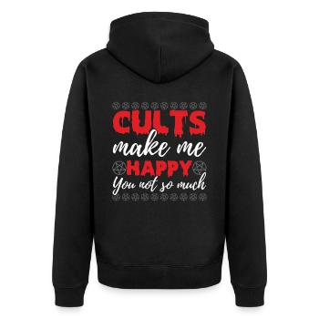 Drôle de culte occulte - Veste à capuche bio Premium Unisexe - noir - Dos - Nico (187cm)