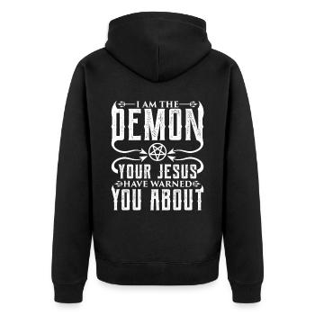 Funny Cult Occult - Unisex Premium Organic Zip Hoodie - black - Back - Nico (187cm)