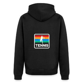 Tennis Vintage Design 80s 70s Tennis Turnier - Unisex Premium Bio Zip Hoodie - Schwarz - Hinten - Nico (187cm)