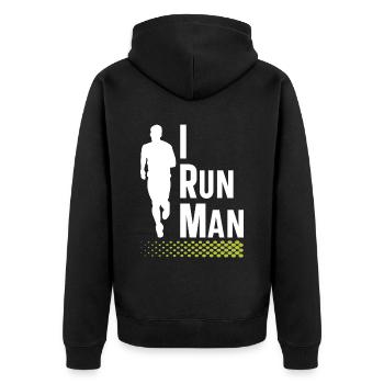 I Run Man | Vêtements de course | | de chemise de fitness - Veste à capuche bio Premium Unisexe - noir - Dos - Nico (187cm)