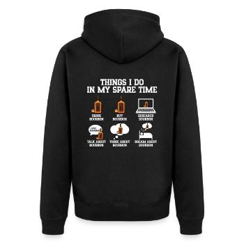 Things I Do In My Free Time | Bourbon - Unisex Premium Organic Zip Hoodie - black - Back - Nico (187cm)