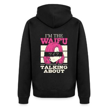 Ich Bin Der Waifu | Anime-liebhaber | Otaku Shirt - Unisex Premium Bio Zip Hoodie - Schwarz - Hinten - Nico (187cm)