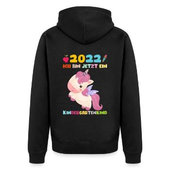 Kindergarten 2022 Ich Komme Einhorn Kita Geschenk - Unisex Premium Bio Zip Hoodie - Schwarz - Hinten - Nico (187cm)
