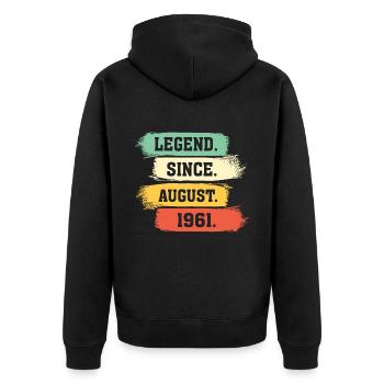 Légende depuis août 1961 - Veste à capuche bio Premium Unisexe - noir - Dos - Nico (187cm)