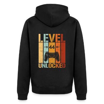 44th Birthday Level 44 unlocked - Unisex Premium Organic Zip Hoodie - black - Back - Nico (187cm)