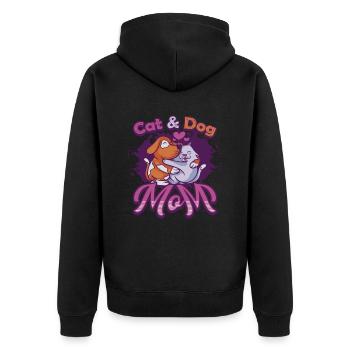 Cat and dog mother, pets. - Unisex Premium Organic Zip Hoodie - black - Back - Nico (187cm)