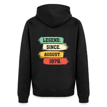 Légende depuis août 1978 - Veste à capuche bio Premium Unisexe - noir - Dos - Nico (187cm)