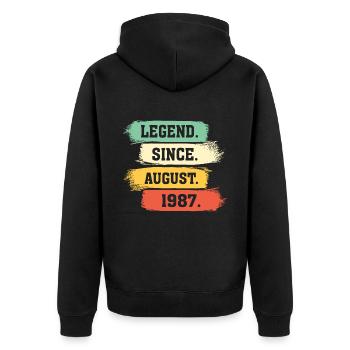 Légende depuis août 1987 - Veste à capuche bio Premium Unisexe - noir - Dos - Nico (187cm)
