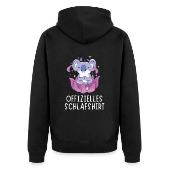 Offizielles Schlafshirt - Meditierender Koala Bär - Unisex Premium Bio Zip Hoodie - Schwarz - Hinten - Nico (187cm)
