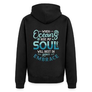 Freitaucher Tauchen Apnoe Freitauchen Geschenk - Unisex Premium Bio Zip Hoodie - Schwarz - Hinten - Nico (187cm)