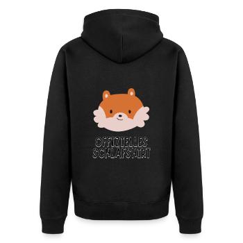 Official Sleeping Shirt - Sweet Fox with Face - Unisex Premium Organic Zip Hoodie - black - Back - Nico (187cm)