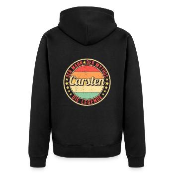 Carsten Der Mann Der Mythos Die Legende - Unisex Premium Bio Zip Hoodie - Schwarz - Hinten - Nico (187cm)