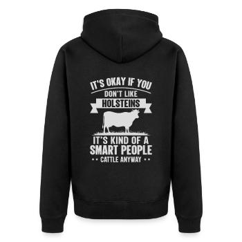 Smart people - Kuh-Holsteins - Unisex Premium Organic Zip Hoodie - black - Back - Nico (187cm)