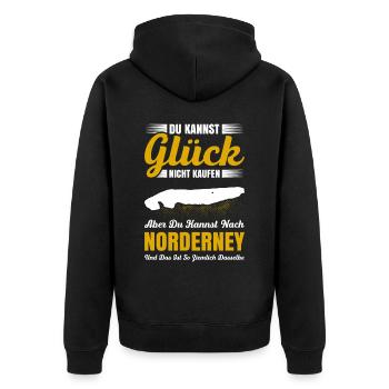 Du Kannst Glück Nicht Kaufen Norderney Urlaub - Unisex Premium Bio Zip Hoodie - Schwarz - Hinten - Nico (187cm)