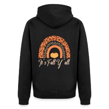 Autumn Rainbow Thanksgiving Pumpkin - Unisex Premium Organic Zip Hoodie - black - Back - Nico (187cm)
