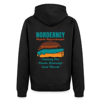 Norderney Mögliche Nebenwirkungen: Erholung Pur - Unisex Premium Bio Zip Hoodie - Schwarz - Hinten - Nico (187cm)