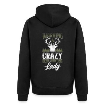 Buck Deer Hunting Hunter Girl - Unisex Premium Organic Zip Hoodie - black - Back - Nico (187cm)