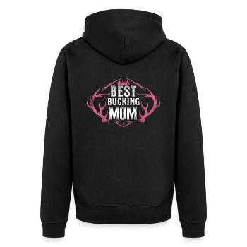 Buck Deer Hunting Hunter Mother - Unisex Premium Organic Zip Hoodie - black - Back - Nico (187cm)