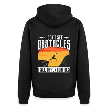 Parkour Freerunning Traceur - Unisex Premium Bio Zip Hoodie - Schwarz - Hinten - Nico (187cm)