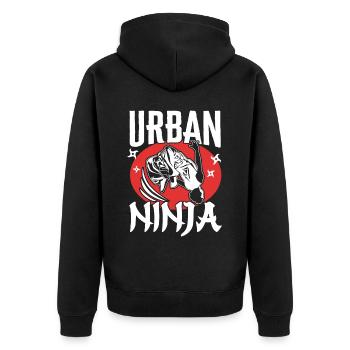 Parkour Freerunning Traceur - Unisex Premium Bio Zip Hoodie - Schwarz - Hinten - Nico (187cm)