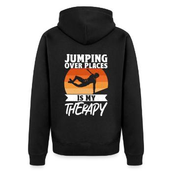 Parkour Freerunning Traceur - Unisex Premium Bio Zip Hoodie - Schwarz - Hinten - Nico (187cm)