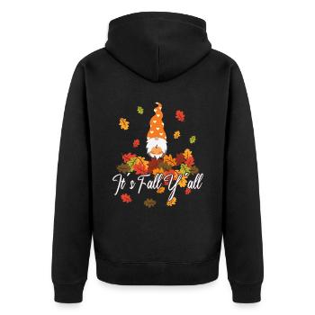 Wichtel liebhaber Thanksgiving Herbst - Unisex Premium Bio Zip Hoodie - Schwarz - Hinten - Nico (187cm)