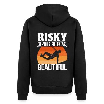 Parkour Freerunning Traceur - Unisex Premium Bio Zip Hoodie - Schwarz - Hinten - Nico (187cm)