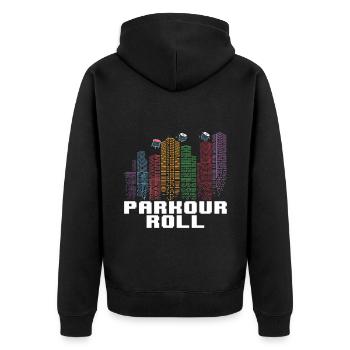 Parkour Freerunning Traceur - Unisex Premium Bio Zip Hoodie - Schwarz - Hinten - Nico (187cm)