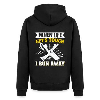 Parkour Freerunning Traceur - Unisex Premium Bio Zip Hoodie - Schwarz - Hinten - Nico (187cm)