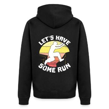 Parkour Freerunning Traceur - Unisex Premium Bio Zip Hoodie - Schwarz - Hinten - Nico (187cm)