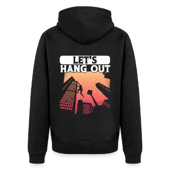 Parkour Freerunning Traceur - Unisex Premium Bio Zip Hoodie - Schwarz - Hinten - Nico (187cm)