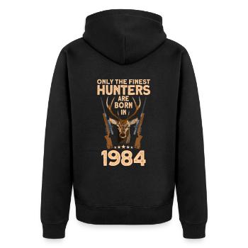 Jäger 38. Geburtstag Hirsch Jagen Geschenk - Unisex Premium Bio Zip Hoodie - Schwarz - Hinten - Nico (187cm)